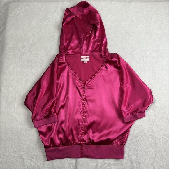 Ebene By Patrick Assuline Tops - Ebene By Patrick Assuline Pink Short Sleeve Crop Hoodie Silk Women's Size 3